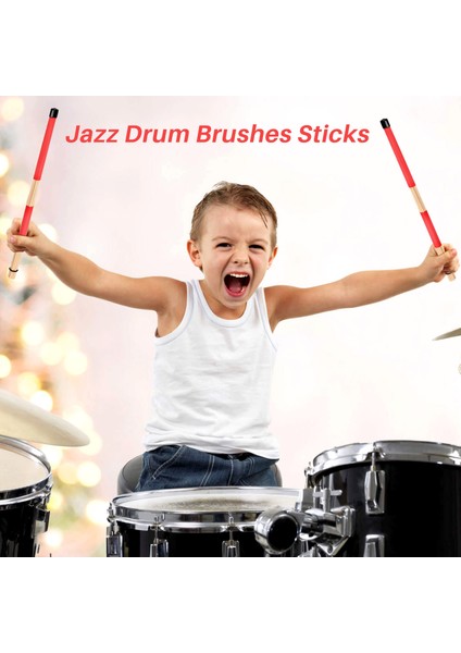 Çift 40CM Bambu Çubuk Davul Fırçaları Caz Halk Müziği Için Çubuklar (Kırmızı) (Yurt Dışından) modelleri