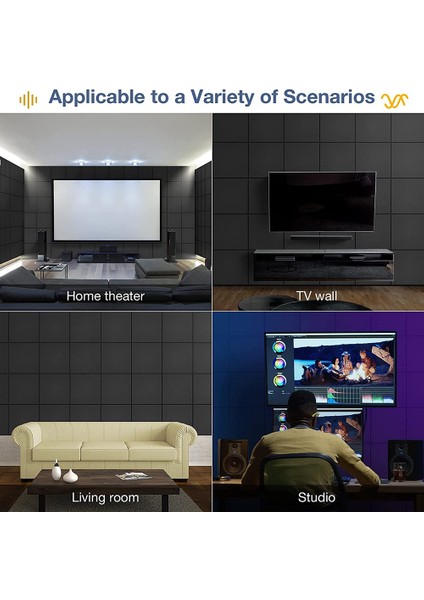 Kendinden Yapışkanlı Akustik Paneller 12 Paket, 12 x 12 x 0,4 Inç Ses Geçirmez Dolgu, Ev Için Ses Emici Panel, Siyah (Yurt Dışından) indirimleri