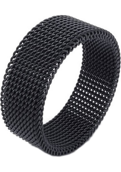 Takı Erkek Yüzük, Kadın Yüzük, Paslanmaz Çelik, Esnek Elek Örgü Bant Yüzük, Siyah - Gr. 59 (18,8 Mm) (Yurt Dışından)