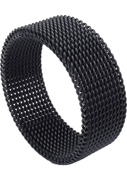Takı Erkek Yüzük, Kadın Yüzük, Paslanmaz Çelik, Esnek Elek Örgü Bant Yüzük, Siyah - Gr. 59 (18,8 Mm) (Yurt Dışından) fiyatları