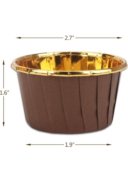 50 Adet Alüminyum Folyo Cupcake Bardak Tek Kullanımlık Muffin Gömlekleri Pişirme Bardakları Alüminyum Cupcake Ucu Tava Ramekin Tutucular Küçük Puding Bardak-Altın + Kahverengi (Yurt Dışından)