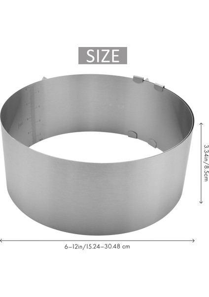 Kek Halkası 6 Ila 12 Inç Ayarlanabilir Yuvarlak Paslanmaz Çelik Kek Mus Kalıp Halkası Bakeware Araçları Kek Dekorasyon Kalıp Pişirme Halkası (Yurt Dışından)