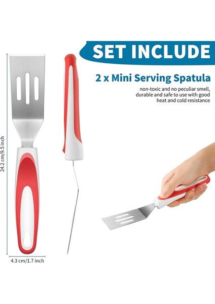 Parça Mini Brownie Servis Spatulası Kesim ve Servis Turner Çerez Spatula Mini Oluklu Turner Yumurta Pişirmeyi Döndürmek Için (Yurt Dışından)