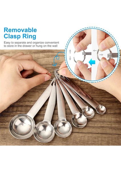 Paslanmaz Çelik Ölçme Kaşıkları Bardak Seti, Küçük Yemek Kaşığı, Çay Kaşığı, Bonus Dengeleyicili 6'lı Set, Kuru ve Sıvı Için (Yurt Dışından) indirimleri