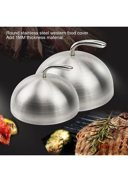 Adet 24CM Paslanmaz Çelik Biftek Kapağı Teppanyaki Kubbe Tabak Kapağı Ev Yuvarlak Yağ Geçirmez Yemek Yemek Örtüsü Mutfak Pişirme (Yurt Dışından)