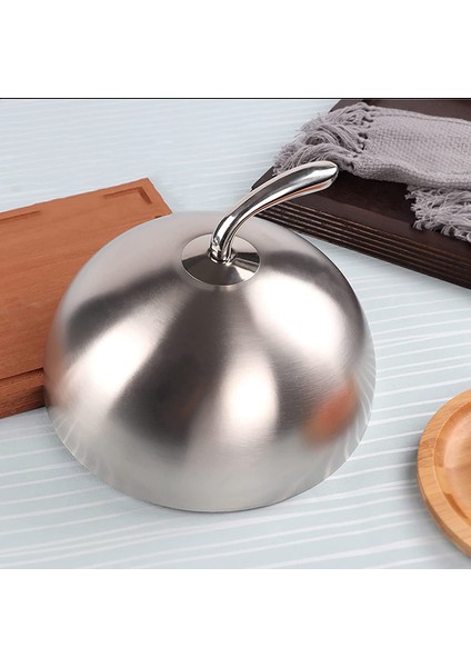 Adet 24CM Paslanmaz Çelik Biftek Kapağı Teppanyaki Kubbe Tabak Kapağı Ev Yuvarlak Yağ Geçirmez Yemek Yemek Örtüsü Mutfak Pişirme (Yurt Dışından)