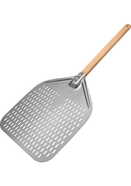 Delikli Pizza Kabuğu, Profesyonel Eloksallı Alüminyum Pizza Kabuğu, Çıkarılabilir Dikdörtgen Pizza Döndürme Spatulası (Yurt Dışından)