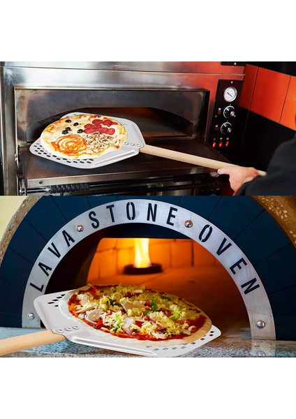 Delikli Pizza Kabuğu, Profesyonel Eloksallı Alüminyum Pizza Kabuğu, Çıkarılabilir Dikdörtgen Pizza Döndürme Spatulası (Yurt Dışından) modelleri