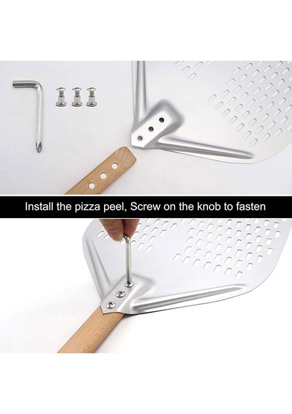 Delikli Pizza Kabuğu, Profesyonel Eloksallı Alüminyum Pizza Kabuğu, Çıkarılabilir Dikdörtgen Pizza Döndürme Spatulası (Yurt Dışından) fırsatları
