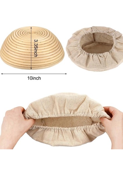 Yuvarlak Ekmek Prova Sepeti Kumaş Astar Ekşi Maya Banneton Prova Bezi Doğal Rattan Pişirme Hamur Sepeti Kapağı (Yurt Dışından)