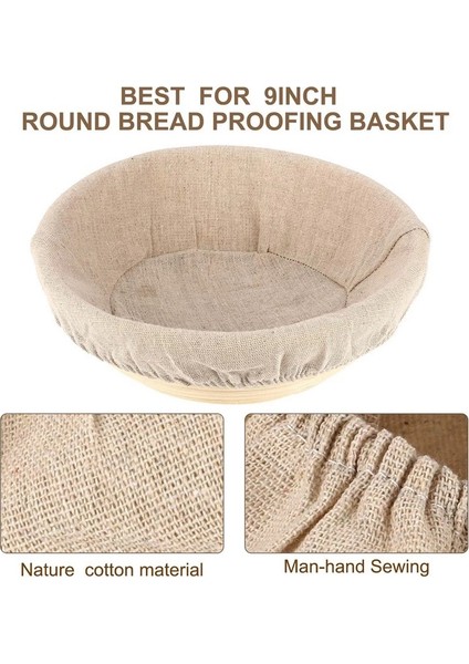 Yuvarlak Ekmek Prova Sepeti Kumaş Astar Ekşi Maya Banneton Prova Bezi Doğal Rattan Pişirme Hamur Sepeti Kapağı (Yurt Dışından)