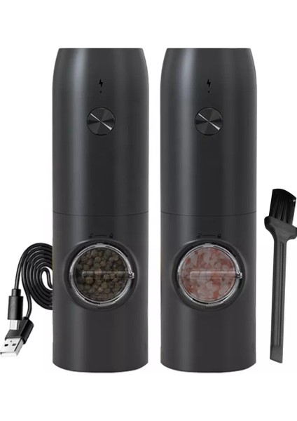 Elektrikli Öğütücü Mini Tuz Karabiber Öğütücü Elektrikli Tuz ve Karabiber Öğütücü Seti 2 USB Şarj Edilebilir (Yurt Dışından)
