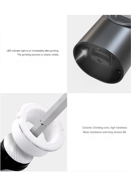 Elektrikli Öğütücü Mini Tuz Karabiber Öğütücü Elektrikli Tuz ve Karabiber Öğütücü Seti 2 USB Şarj Edilebilir (Yurt Dışından)