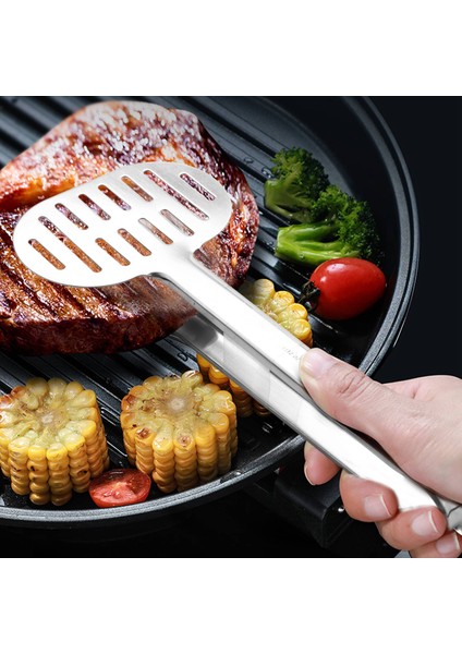 Paslanmaz Çelik Döner Maşa Mutfak Çift Spatula Ekmek ve Burger Maşası Yemek Pişirmek Için-Barbekü Kelepçesi Büfe Pensesi (Yurt Dışından)