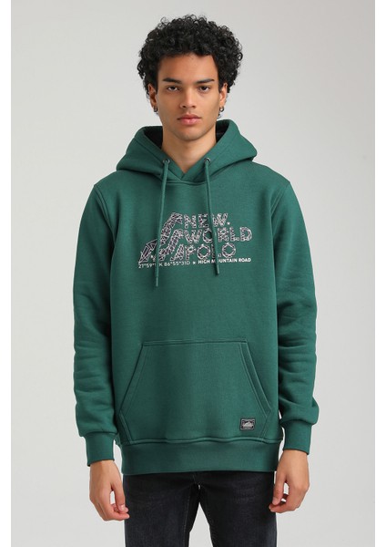 Kapüşonlu Yeşil Slim Fit Hoodie 23FWM64051