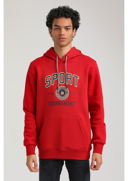 Kapüşonlu Kırmızı Slim Fit Hoodie 23FWM64052