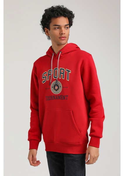 Kapüşonlu Kırmızı Slim Fit Hoodie 23FWM64052