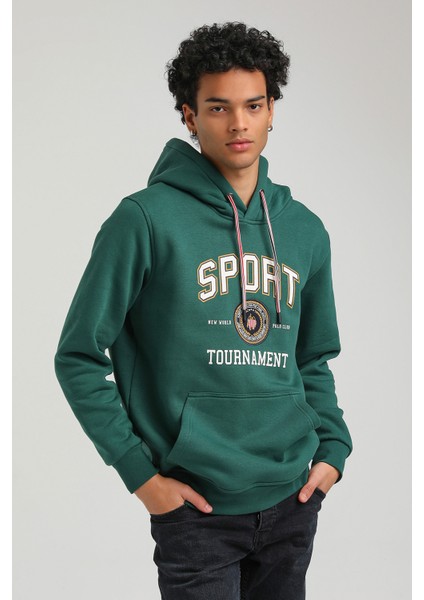 Kapüşonlu Yeşil Slim Fit Hoodie 23FWM64052 modelleri