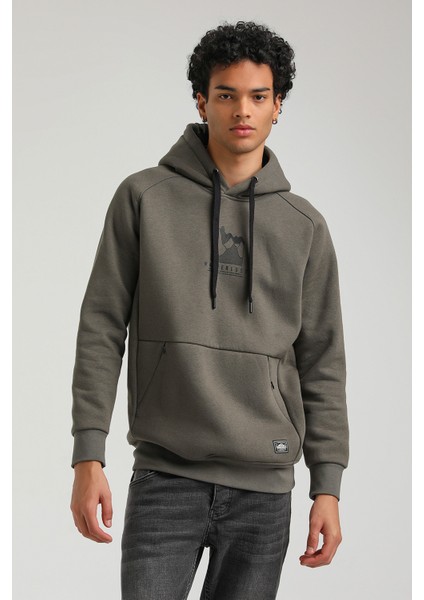 Kapüşonlu Haki Slim Fit Hoodie 23FWM64042 modelleri