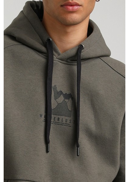 Kapüşonlu Haki Slim Fit Hoodie 23FWM64042 fırsatları