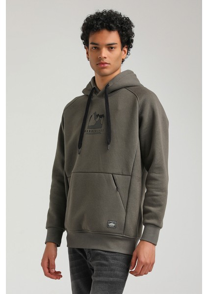 Kapüşonlu Haki Slim Fit Hoodie 23FWM64042 indirimleri