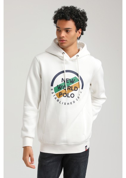 Kapüşonlu Ekru Slim Fit Hoodie 23FWM64049 modelleri