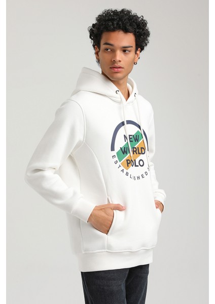 Kapüşonlu Ekru Slim Fit Hoodie 23FWM64049 fırsatları