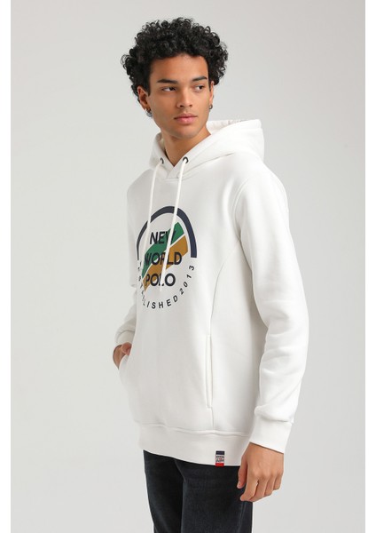 Kapüşonlu Ekru Slim Fit Hoodie 23FWM64049 indirimleri