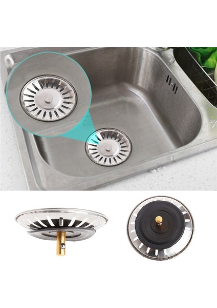 Paslanmaz Havza Katkı Lavabo Süzgeci Atık Filtresi (Yurt Dışından)