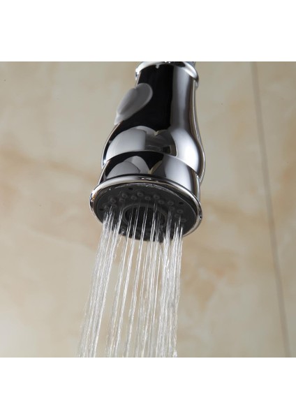 Wanfan WF-2001 Krom Fırçalanmış Nikel Aşağı Çekilir Mutfak Sı Lavabo Sı Çift Borulu Püskürtücü - Krom (Krom) (Yurt Dışından) fiyatları