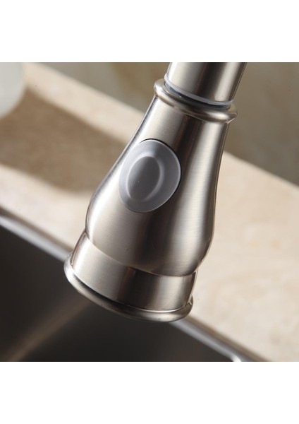 Wanfan WF-2001 Krom Fırçalanmış Nikel Aşağı Çekin Mutfak Musluk Lavabo Sı Çift Borulu Püskürtücü - Nikel (Yurt Dışından)