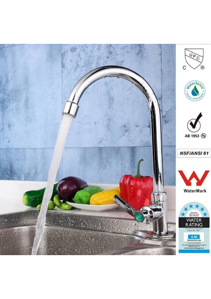 Tapcet G1/2 '' Dönen Tek Seviye Krom Soğuk Su Musluklar Musluk Mutfak Havzası Lavabo Için (Yurt Dışından)