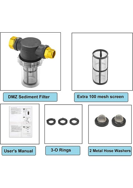 Fs-Sediment Filtre Eki Bahçe Hortumu Girişi Açık Bahçe Suyu Için Basınçlı Yıkama Makinesi (100 Mesh Elek) + Ekstra 100 Mesh Filtre, 3 O-Ring 2 Filtre Hortum Yıkayıcı (Yurt Dışından)