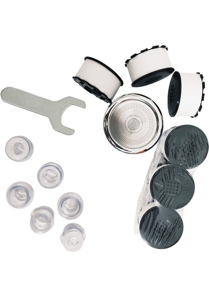 Fs-1set Lavabo Musluk Filtresi Musluk Suyu Filtresi Sıçramaya Dayanıklı, 6 Filtre Elemanı ve 6 Dişli Bağlantı Parçası (Yurt Dışından)