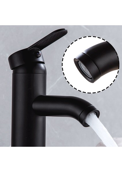 Bradoo-Siyah Paslanmaz Çelik Musluk Tek Kolu Banyo Lavabo Musluğu Sıcak ve Soğuk Paslanmaz Çelik Yüksek Kaliteli Tek Musluk (Yurt Dışından)