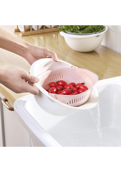 Mutfak Drenaj Sepeti Lavabo Sepeti Meyve Döner Yıkama Sebze Mutfak Drenaj Çift Sepet R1O8 (Yurt Dışından) fırsatları