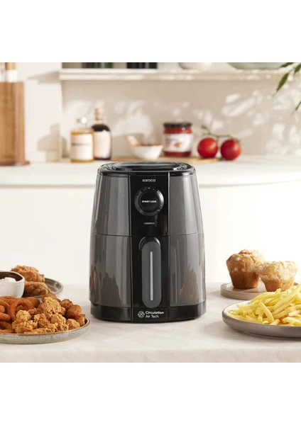 Smart Cook 60 Dakikaya Kadar Zaman Ayarlı Compact Airfryer Space Grey 2 Kişilik