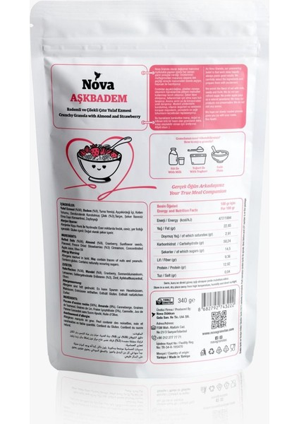 Mix Paket 3 (Bademli ve Çilekli-Vişneli ve Bitter Çikolatalı-Elmalı ve Cevizli) 340 gr x 3