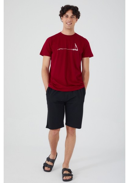 Erkek Bermuda Takım Bordo modelleri