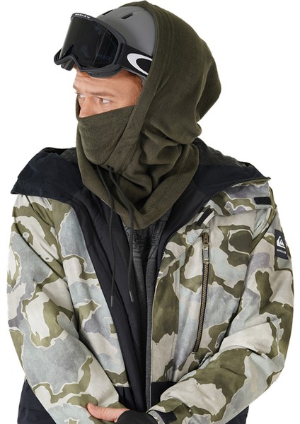 Erkek Haki Yeşil Polar Kar Maskesi Kayak Kaskı Şapkası