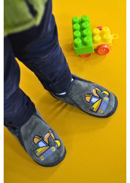 Kepçe Nakışlı Yeşil Erkek Çocuk Fermuarlı PANDUF-F-735