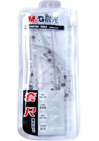 Chenguang HARL0133 Öğrenci Seti Cetvel Öğrenme Ölçüm Seti Cetvel Üçgen Cetvel Düz Cetvel Iletki Dört Parçalı Set (Yurt Dışından)