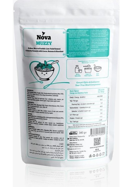 Mix Paket 2- (Nar.badem ve Fındıklı-Vişneli ve Bitter Çikolatalı-Kakao,muz ve Fındıklı) 340 gr x 3