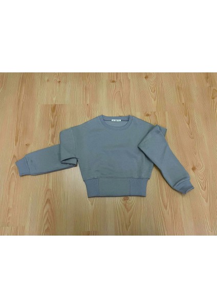 Kadın Kompak 3ip Kısa Sweat Sıfıryaka Kaşkorseli Karın Detay Grimelanj