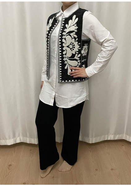 Hatun Atila Hatun Atilla Kadın Triko Cepkenli Gömlekli Takım Siyah