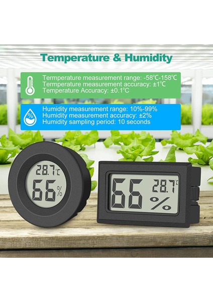 Mını Dijital Termometre Higrometre Oda Termometresi Oda Termometresi Sıcaklık ve Nem Ölçer Için 5'li Kapalı Siyah Paket (Yurt Dışından)