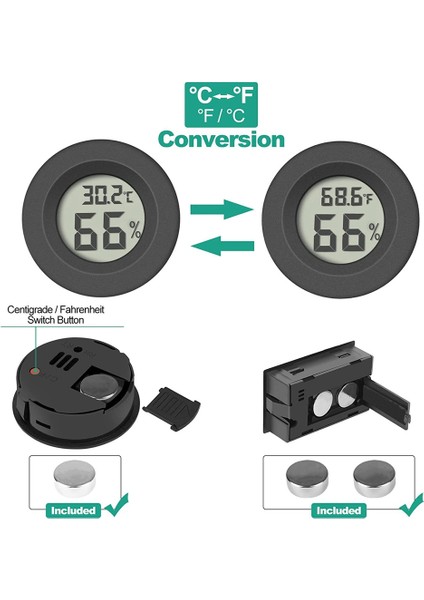 Mını Dijital Termometre Higrometre Oda Termometresi Oda Termometresi Sıcaklık ve Nem Ölçer Için 5'li Kapalı Siyah Paket (Yurt Dışından) modelleri