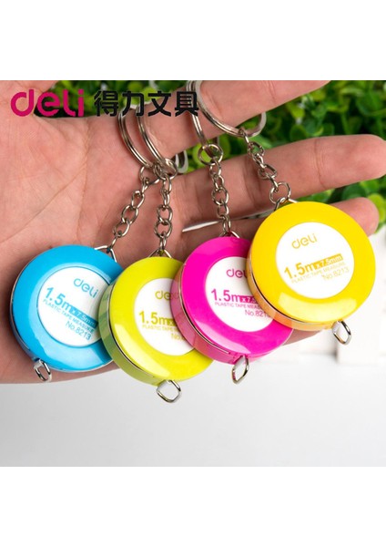 Deli 8213 Şeker Renkli Anahtarlık Mezura 1.5 M Ölçüm Bezi Cetvel Yumuşak Cetvel Küçük Bant Çekme Cetveli Teleskopik Cetvel (Yurt Dışından) fiyatları