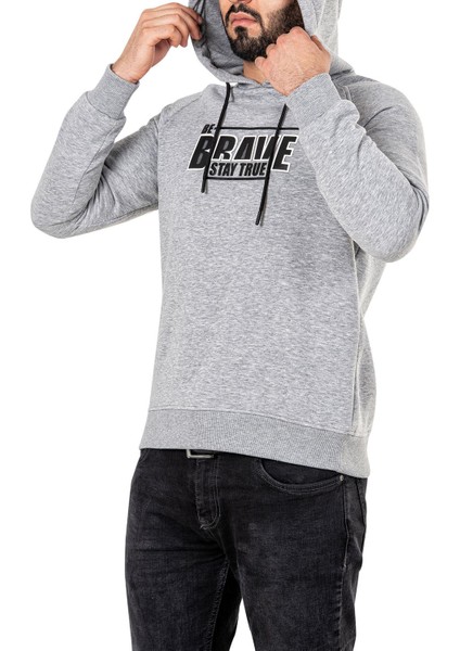 Erkek Kapşonlu Sweat Kompak 3ip Ribana Kol Şardonlu Gri modelleri