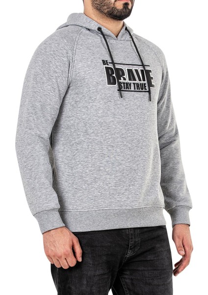 Erkek Kapşonlu Sweat Kompak 3ip Ribana Kol Şardonlu Gri fırsatları